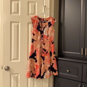Pink and navy floral dress (knee length)